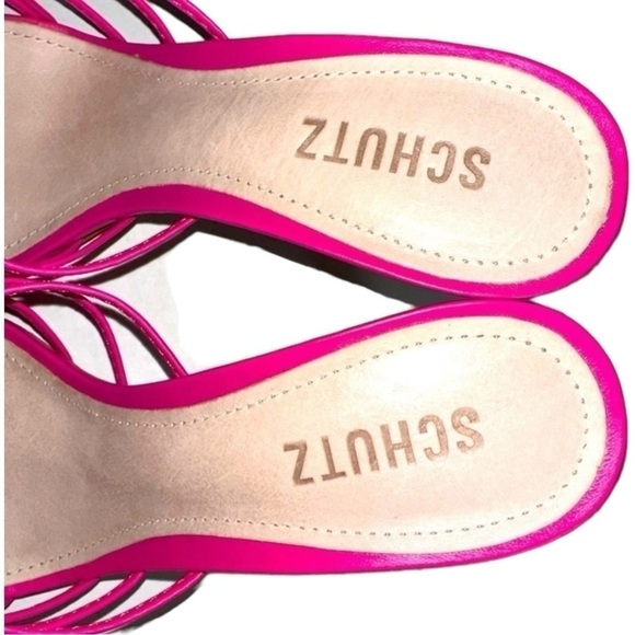Schutz Dileni Bamboo Heel‎ Sandals Pink 8 B - Picture 4 of 9